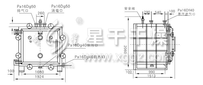 方形靜態(tài)真空干燥機(jī)結(jié)構(gòu)示意圖